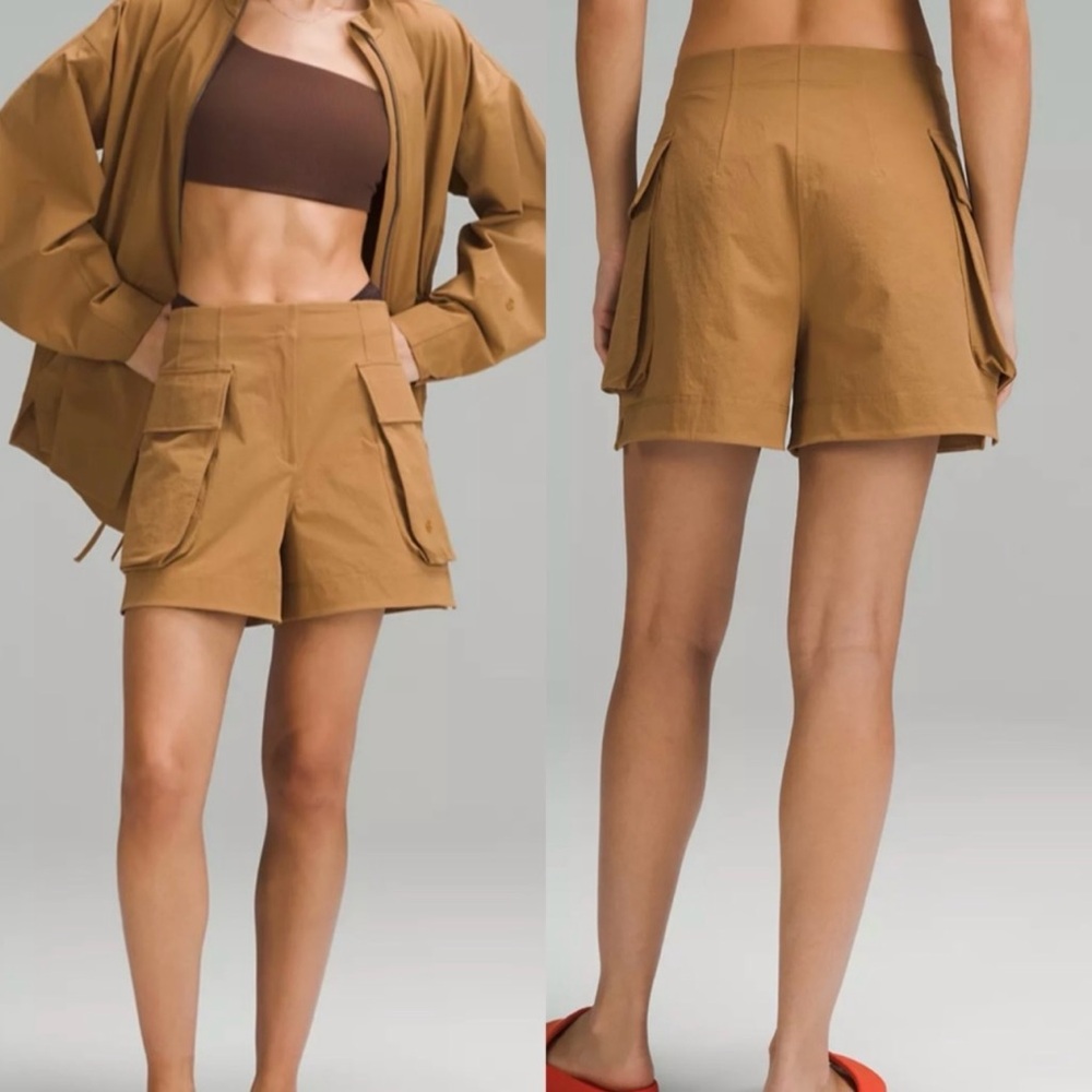Lululemon relaxed fit super high rise SHR cargo shorts 4” bold beige (tan brown)